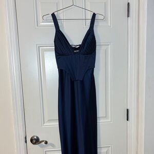 Navy Maxi Dress with Structured Bust